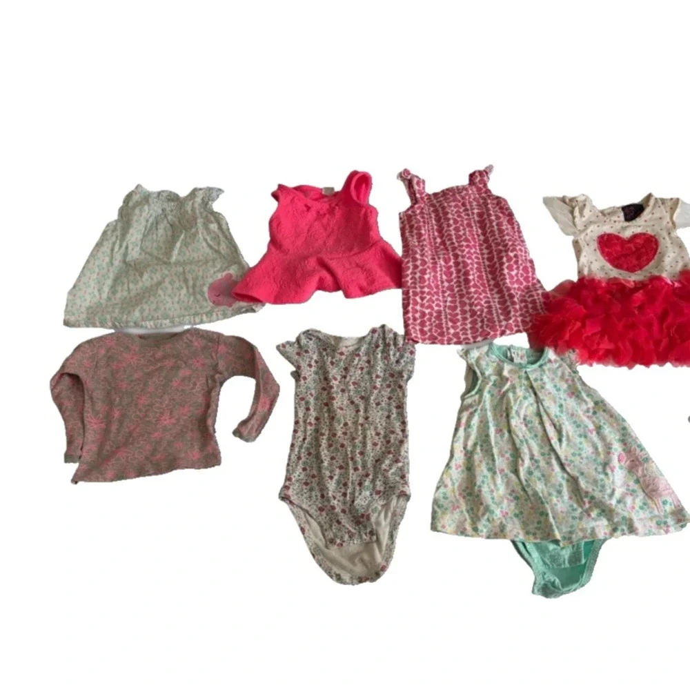 Carter's Baby Girl 18M Mixed Lot 7pc Tutu Dress Peplum Bodysuits Floral Pink Red